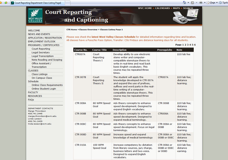 west valley court reporting and related technology department site