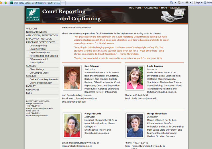 west valley court reporting and related technology department site