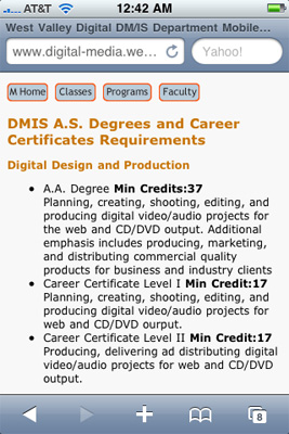 West Valley Digital Media Department Mobile Site Design  3