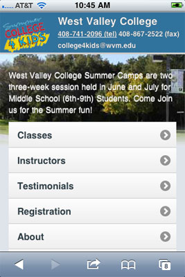 West Valley Digital Media Department Mobile Site Design  1