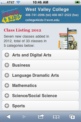 West Valley Digital Media Department Mobile Site Design  3